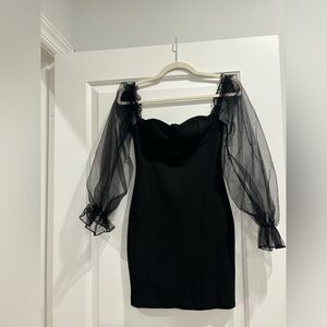 Azar Long Sleeve Mini Dress Black